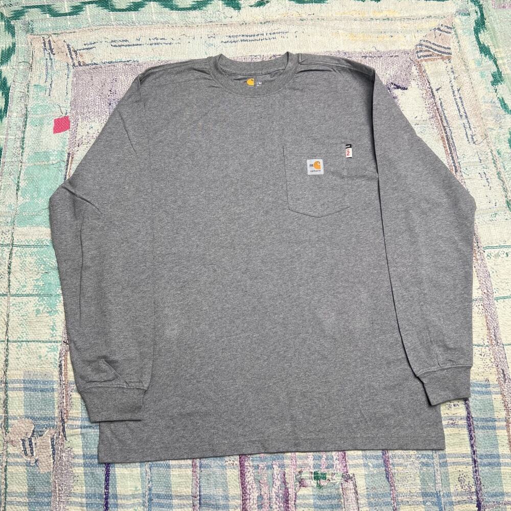Carhartt FR Force Men's Flame Resistant Pocket Long Sleeve Tee L tall Gray